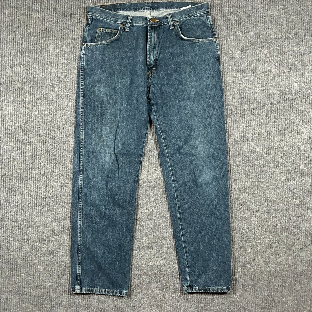 Wrangler Mens Straight Leg Jeans W37" Light Wash Classic Authentic Denim